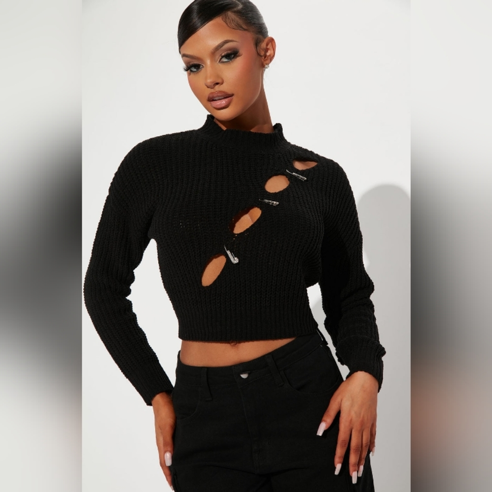 Glam Gal Cut Out Sweater - Black XL